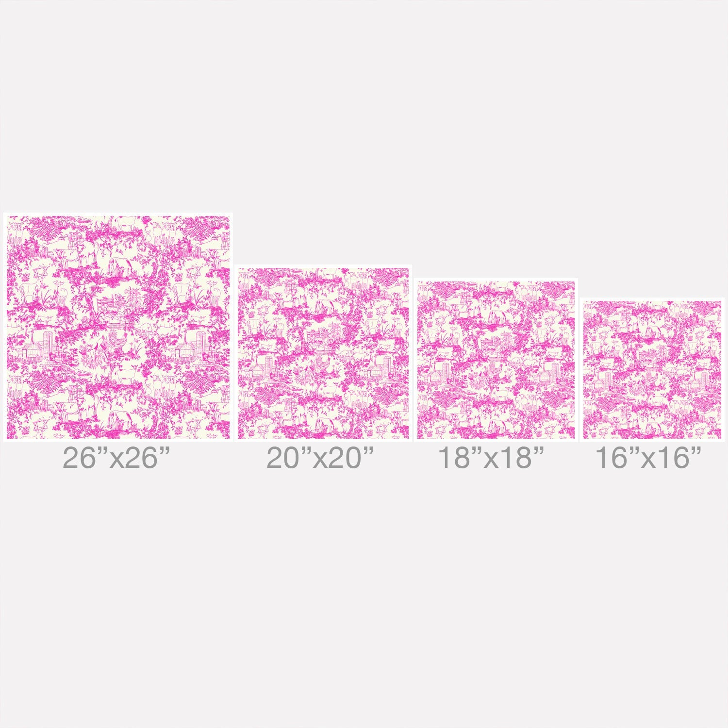 Rachelle Roberts Farm Land Toile In Pink Outdoor Throw Pillow