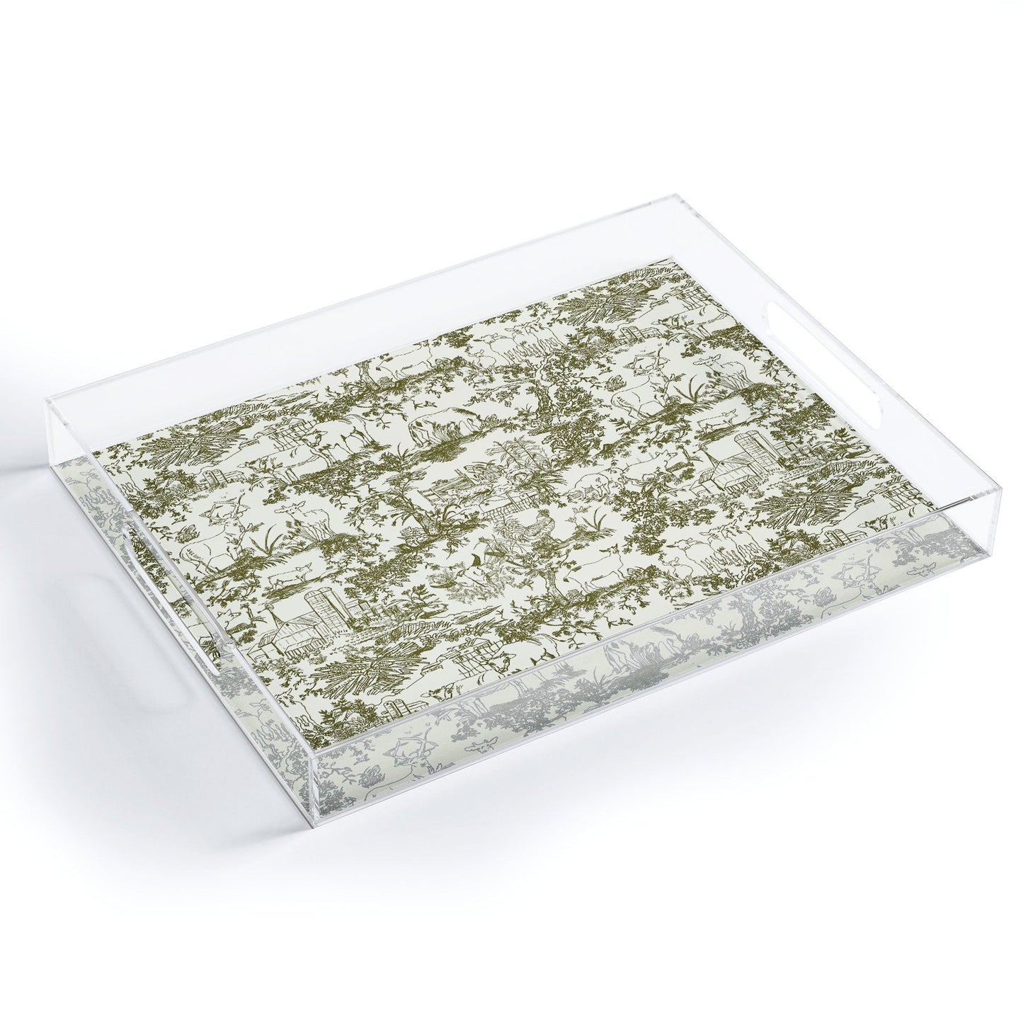 Rachelle Roberts Farm Land Toile In Vintage Green Acrylic Tray