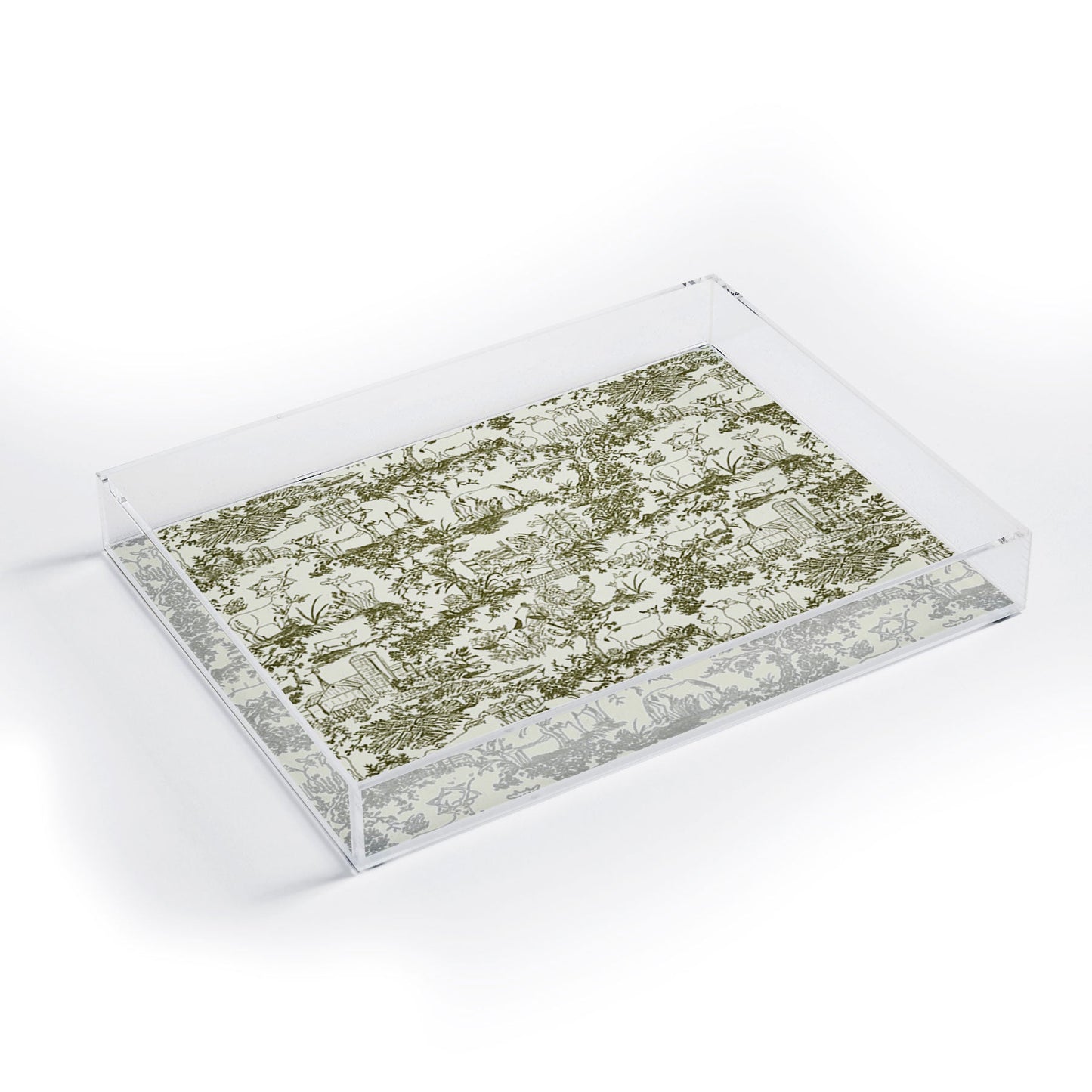 Rachelle Roberts Farm Land Toile In Vintage Green Acrylic Tray