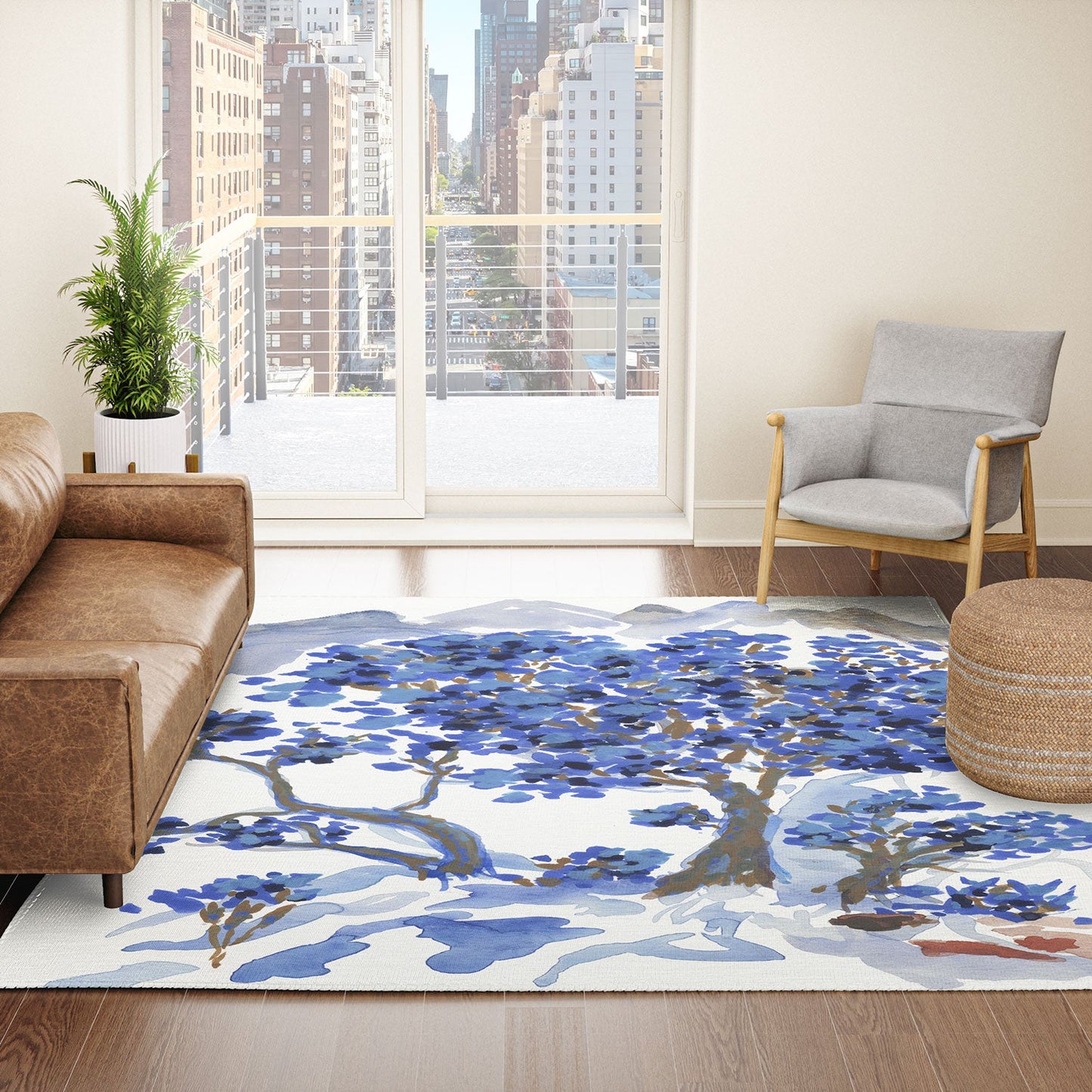 Rachelle Roberts Misty Blue Mountain Area Rug
