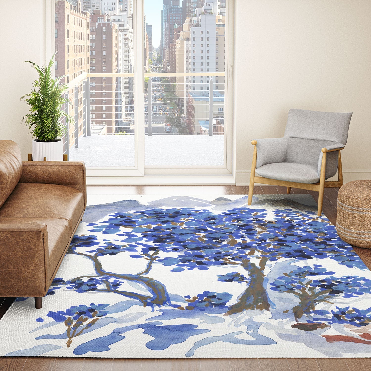 Rachelle Roberts Misty Blue Mountain Area Rug