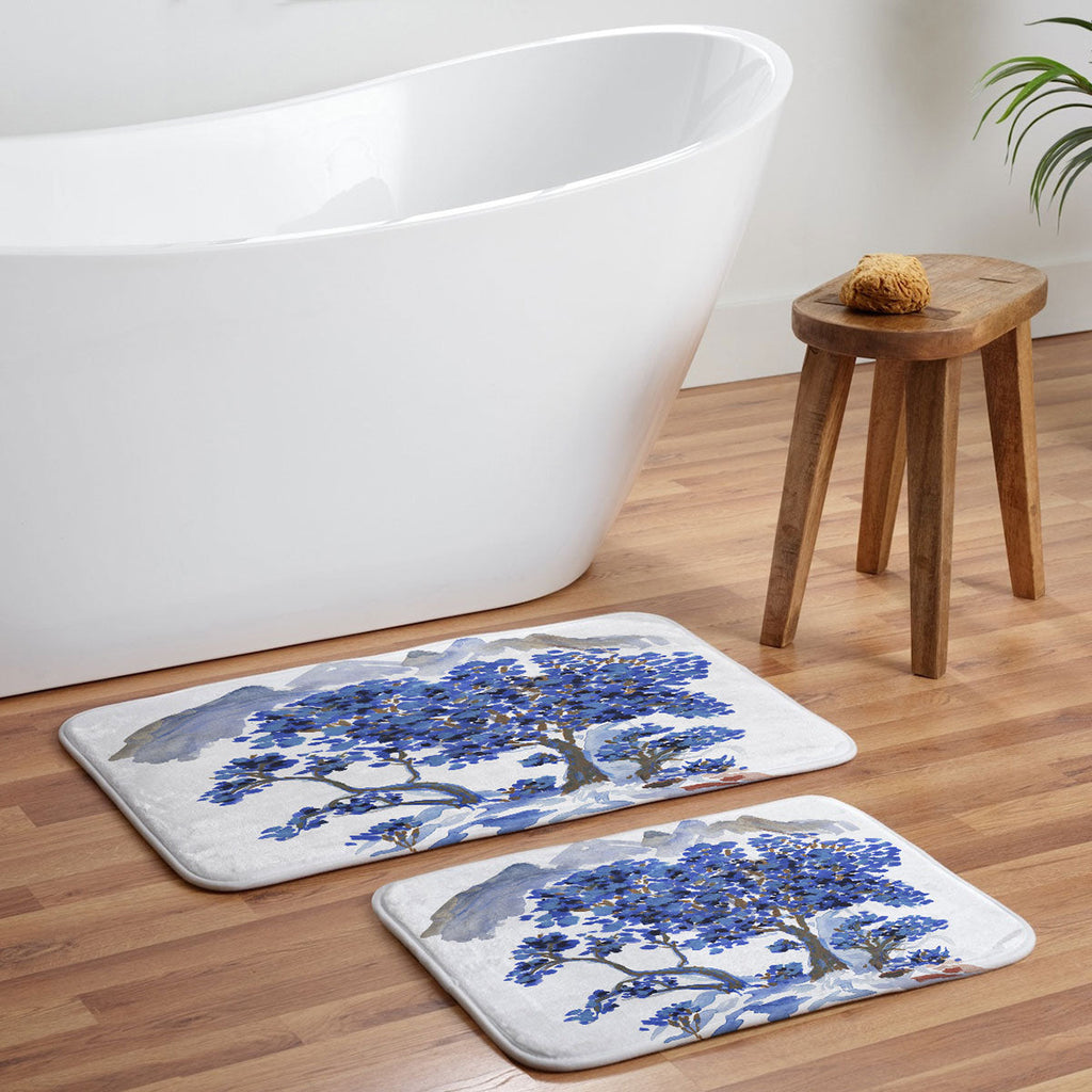 Rachelle Roberts Misty Blue Mountain Memory Foam Bath Mat