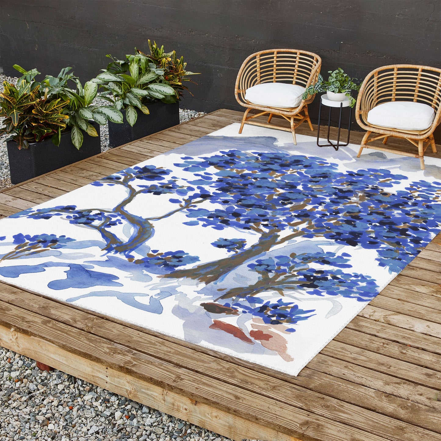 Rachelle Roberts Misty Blue Mountain Outdoor Rug