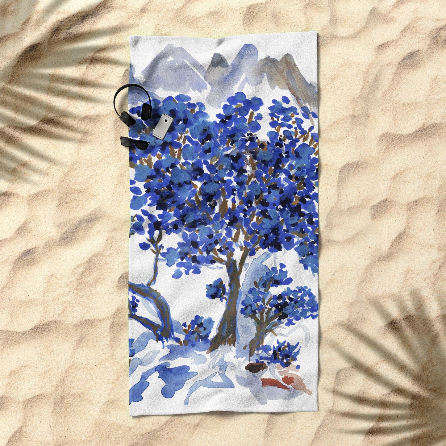 Rachelle Roberts Misty Blue Mountain Beach Towel