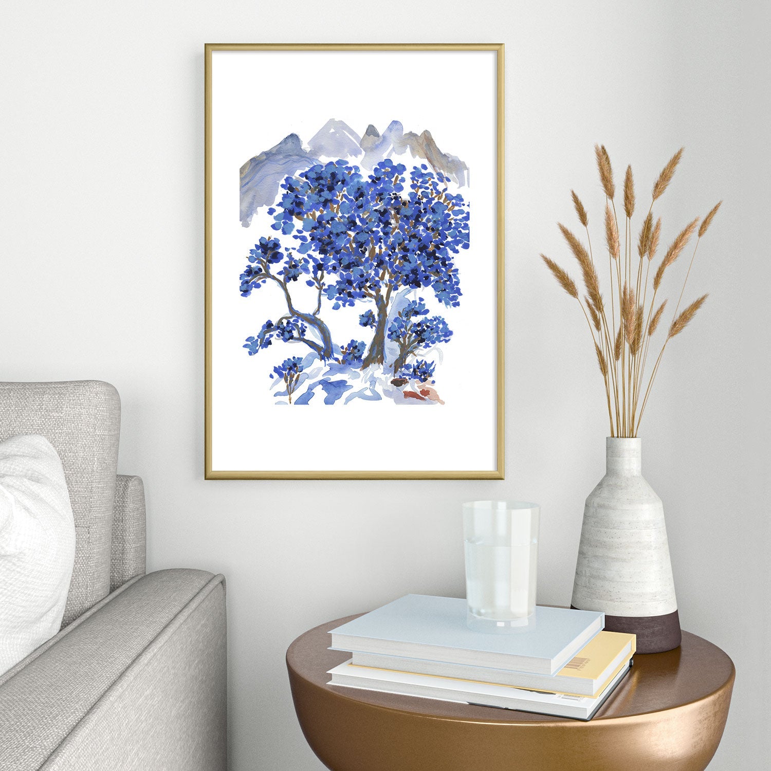 Rachelle Roberts Misty Blue Mountain Metal Framed Art Print