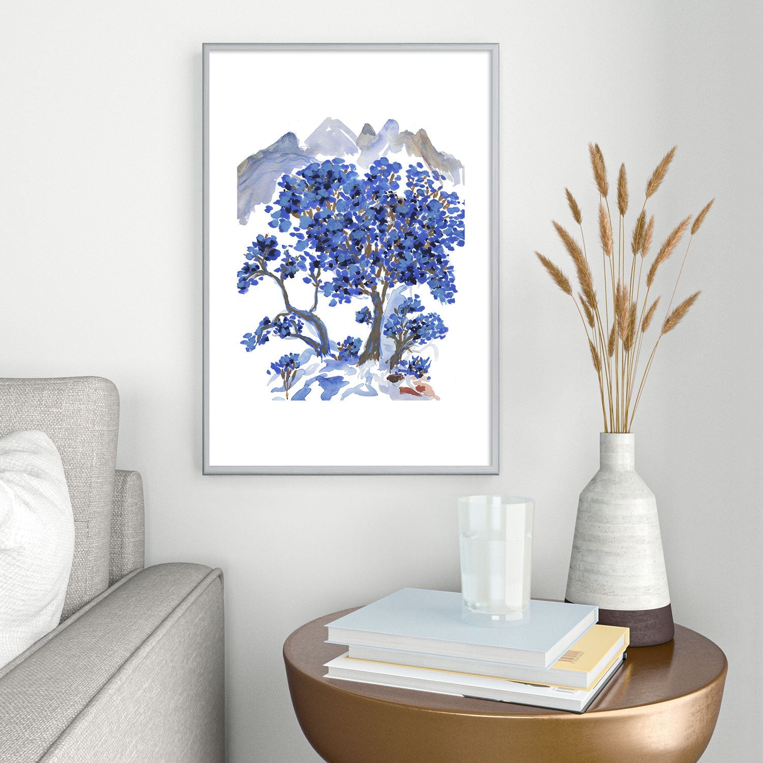Rachelle Roberts Misty Blue Mountain Metal Framed Art Print
