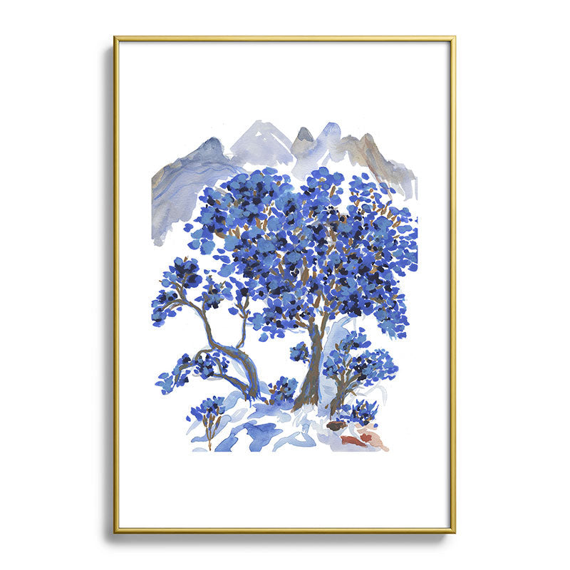 Rachelle Roberts Misty Blue Mountain Metal Framed Art Print