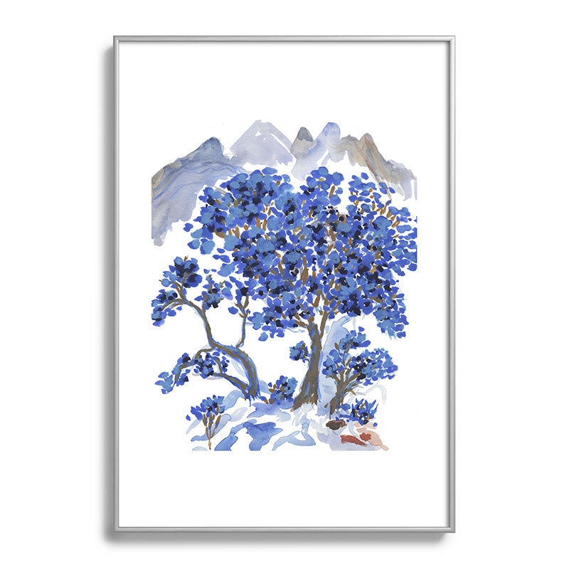 Rachelle Roberts Misty Blue Mountain Metal Framed Art Print