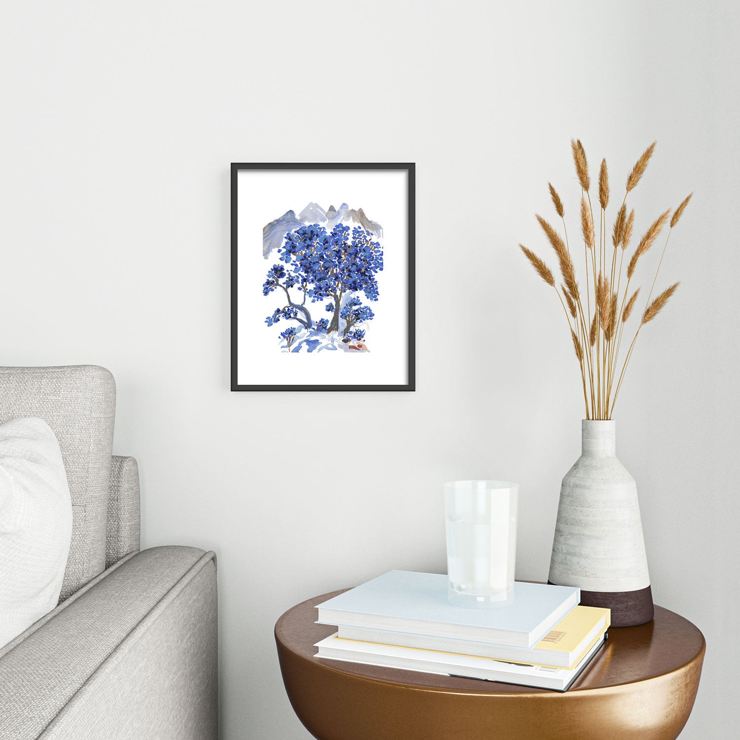 Rachelle Roberts Misty Blue Mountain Metal Framed Art Print