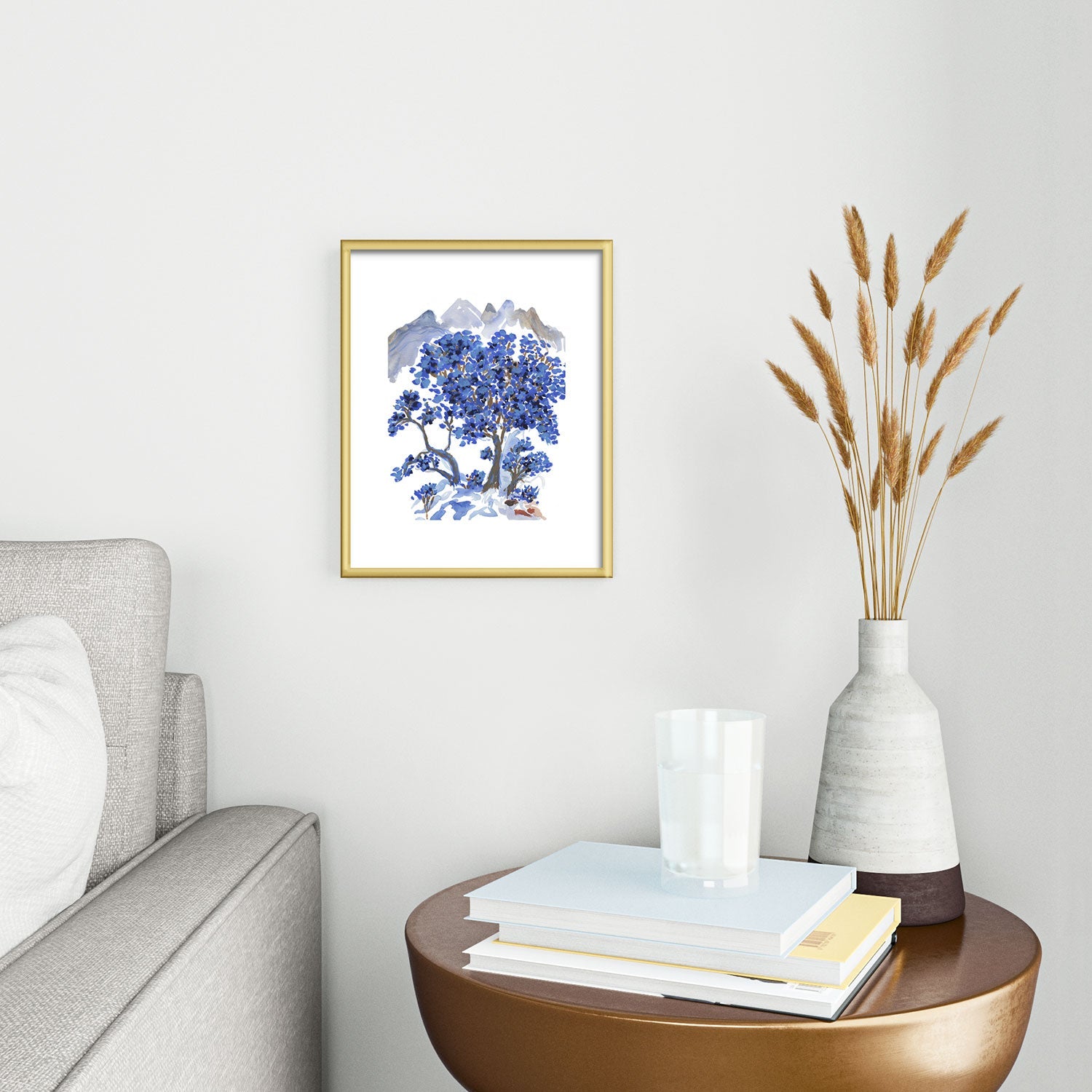 Rachelle Roberts Misty Blue Mountain Metal Framed Art Print