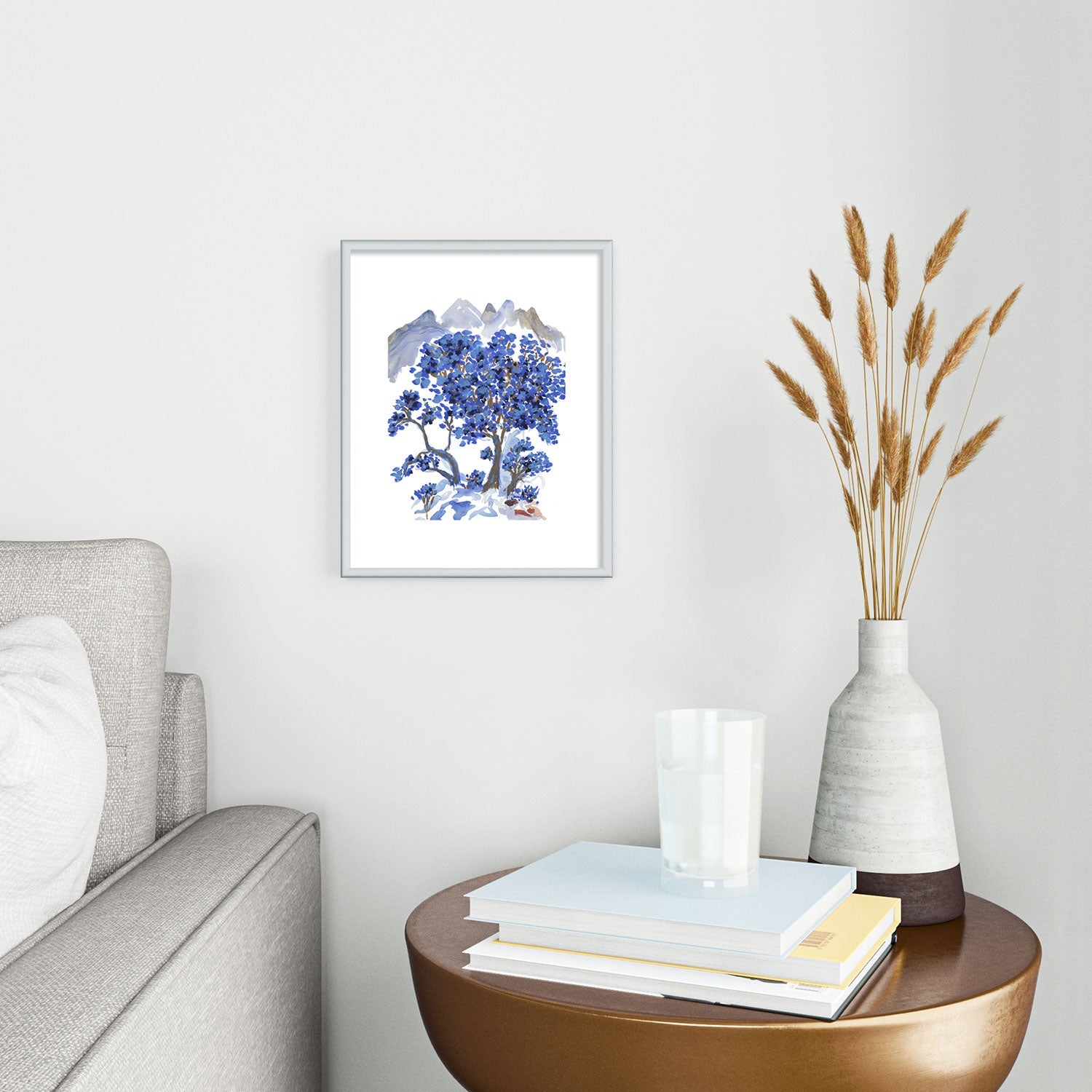 Rachelle Roberts Misty Blue Mountain Metal Framed Art Print