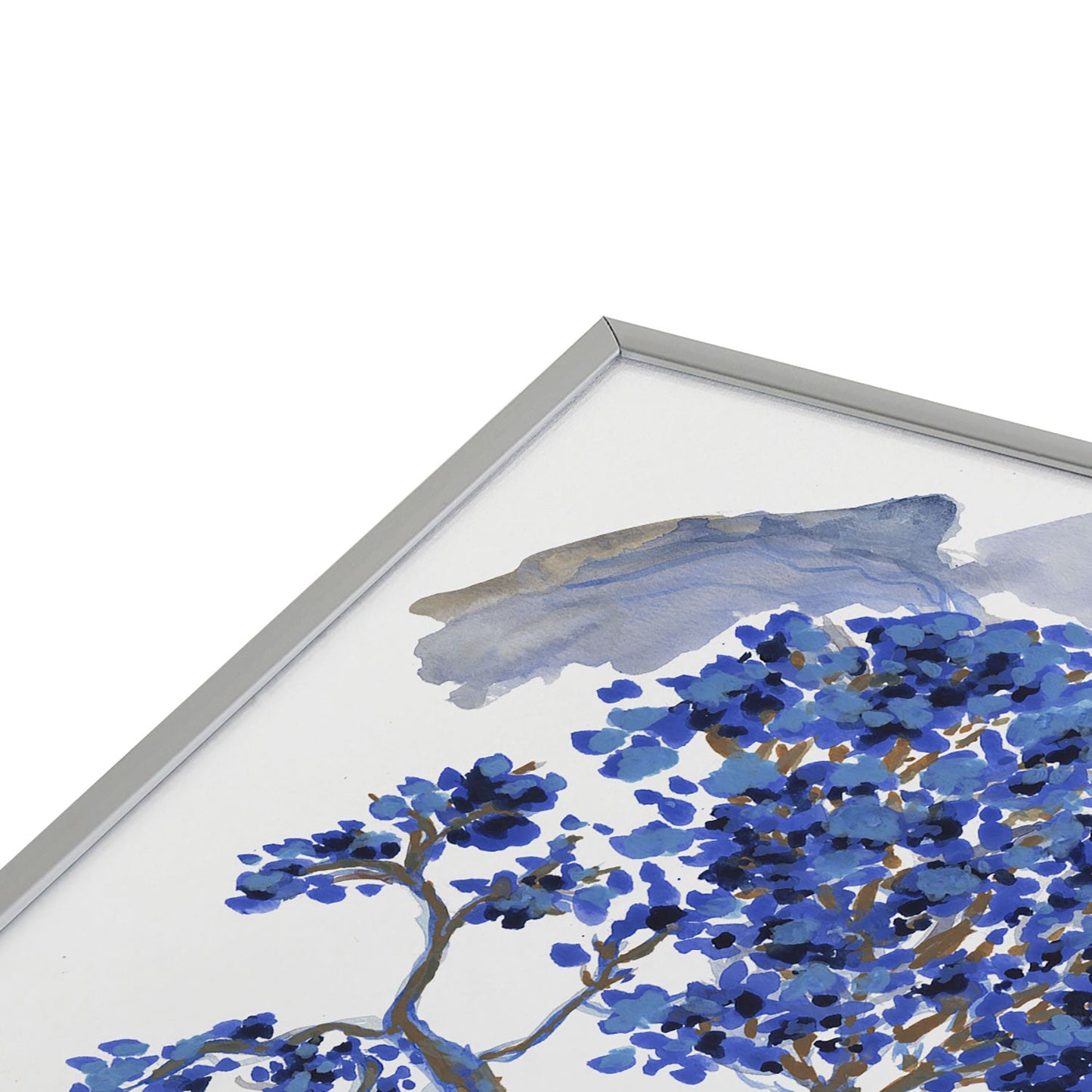 Rachelle Roberts Misty Blue Mountain Square Metal Framed Art Print
