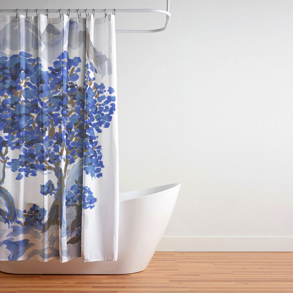 Rachelle Roberts Misty Blue Mountain Shower Curtain