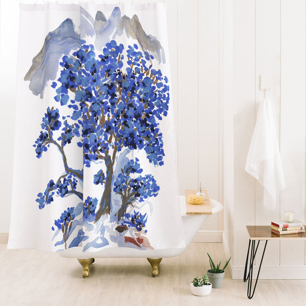 Rachelle Roberts Misty Blue Mountain Shower Curtain