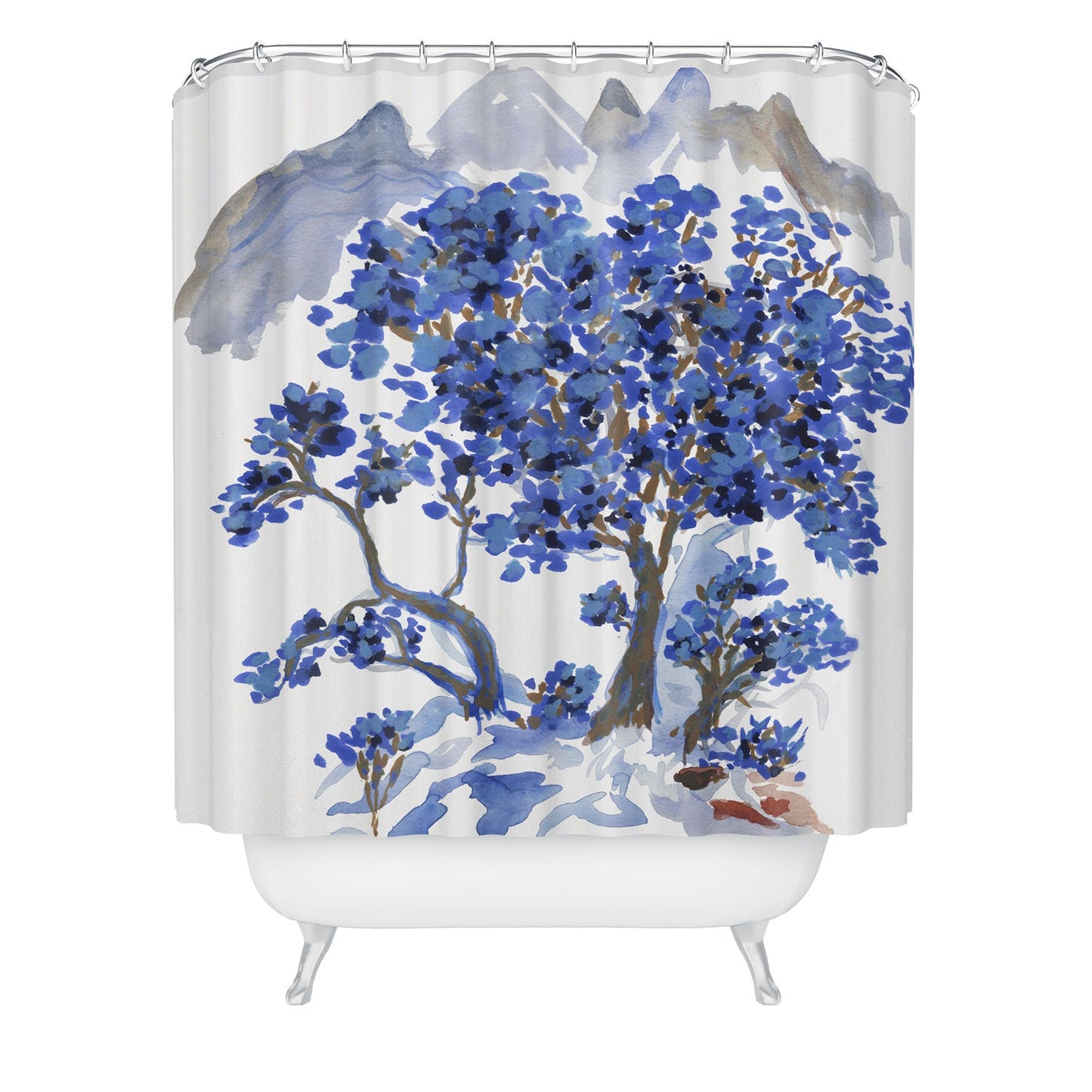 Rachelle Roberts Misty Blue Mountain Shower Curtain