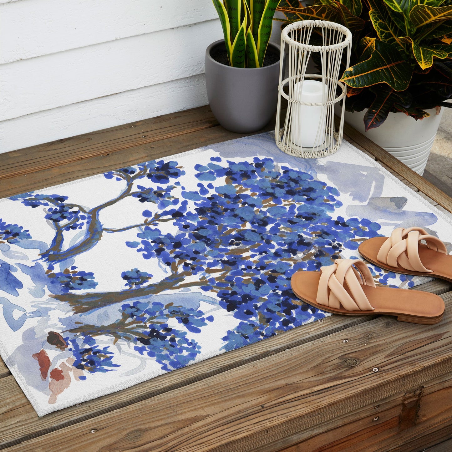 Rachelle Roberts Misty Blue Mountain Outdoor Rug