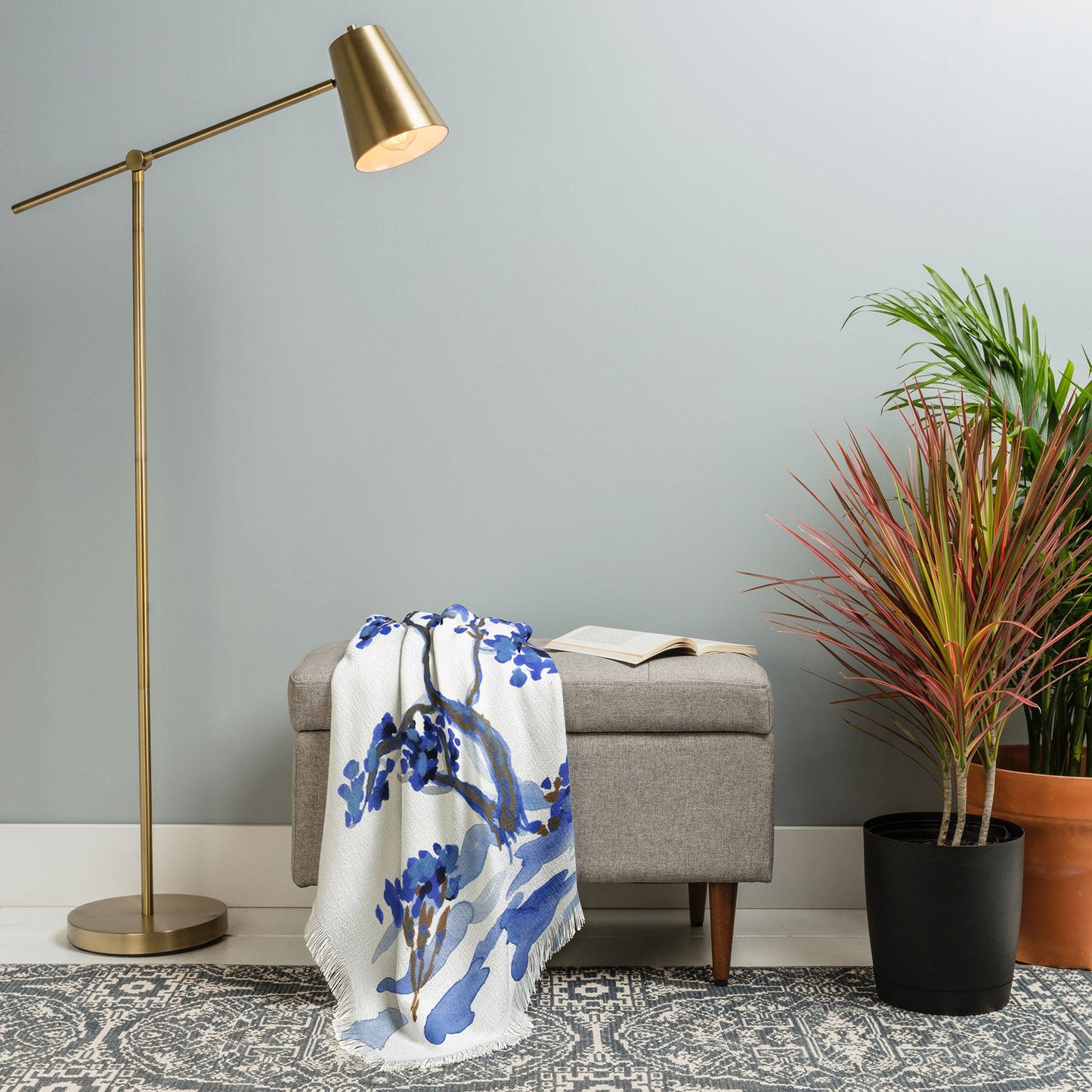Rachelle Roberts Misty Blue Mountain Throw Blanket