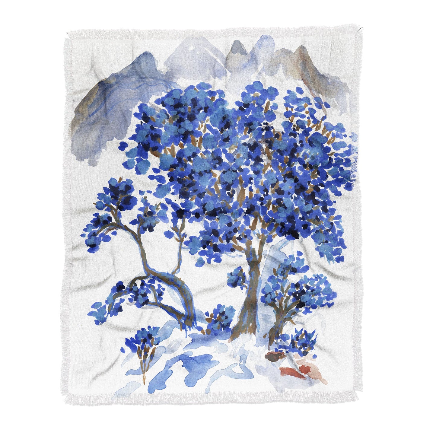 Rachelle Roberts Misty Blue Mountain Throw Blanket