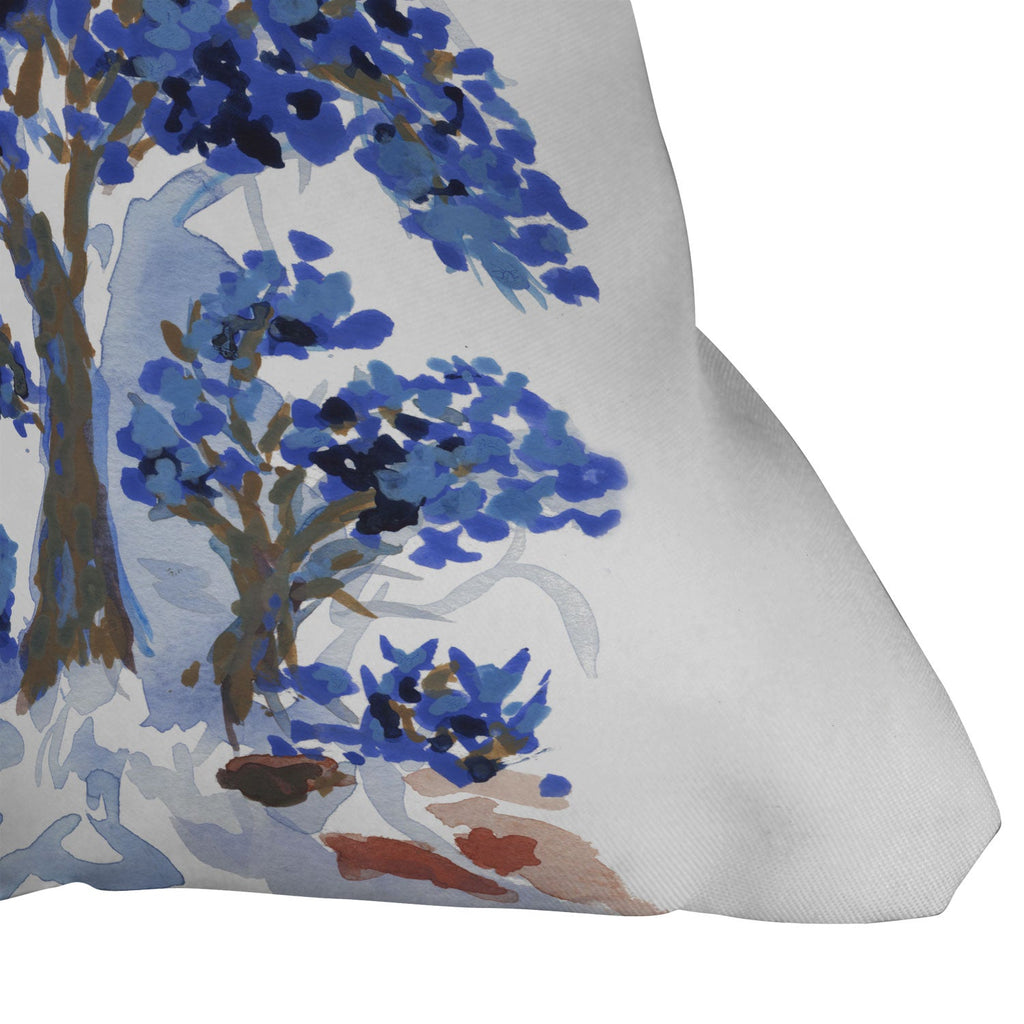Rachelle Roberts Misty Blue Mountain Outdoor Throw Pillow