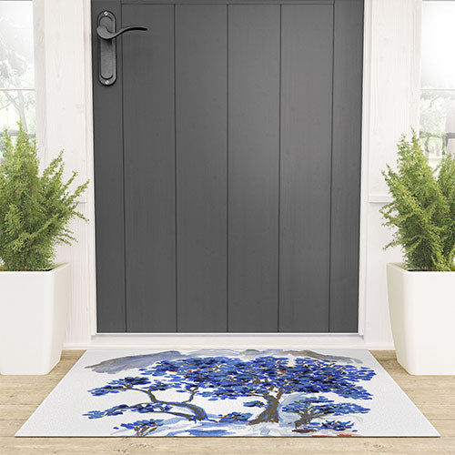 Rachelle Roberts Misty Blue Mountain Welcome Mat