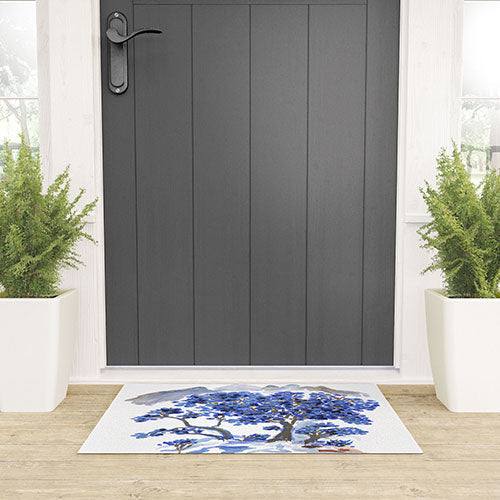 Rachelle Roberts Misty Blue Mountain Welcome Mat
