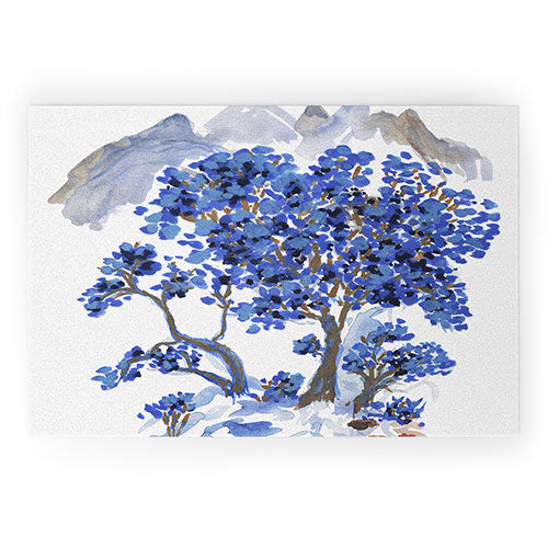 Rachelle Roberts Misty Blue Mountain Welcome Mat
