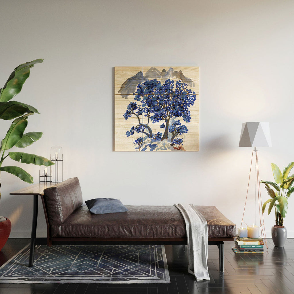 Rachelle Roberts Misty Blue Mountain Wood Wall Mural