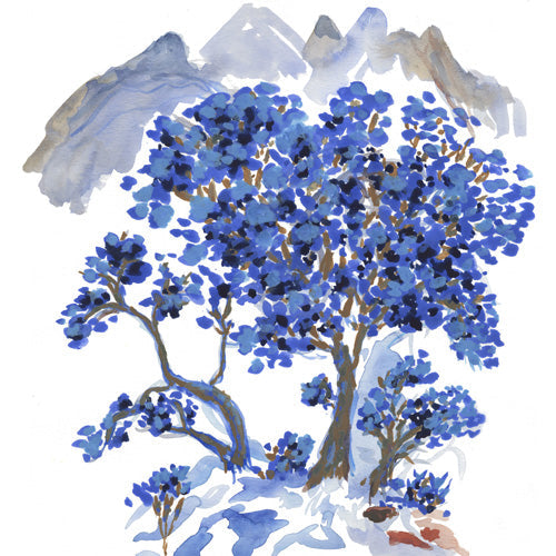 Rachelle Roberts Misty Blue Mountain Shower Curtain