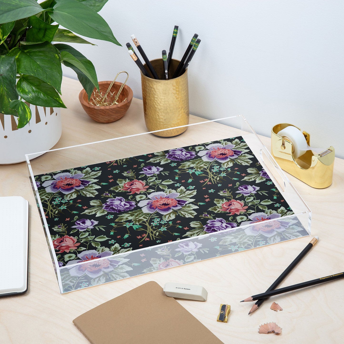 Rachelle Roberts Spring Floral Acrylic Tray