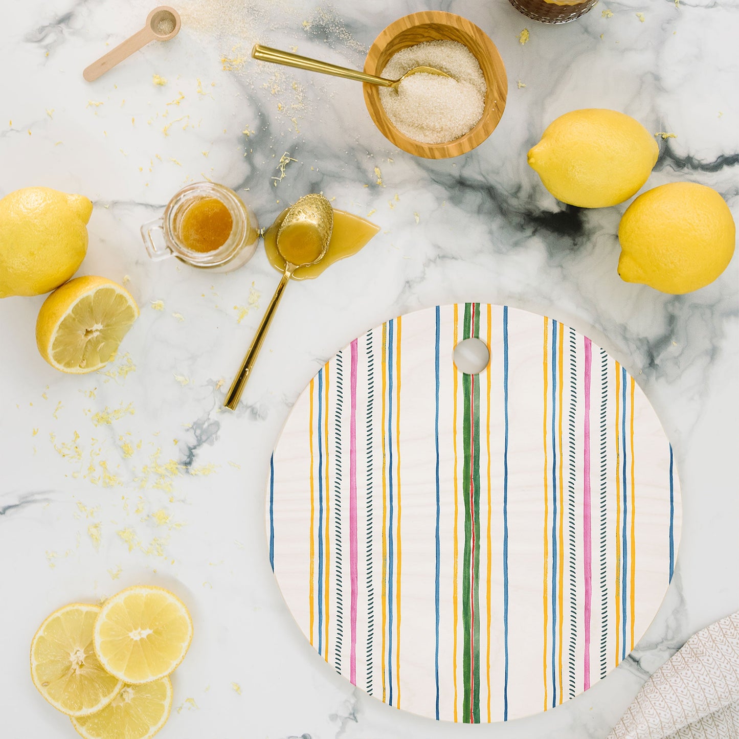 Rachelle Roberts Ticker Stripe Cutting Board Round
