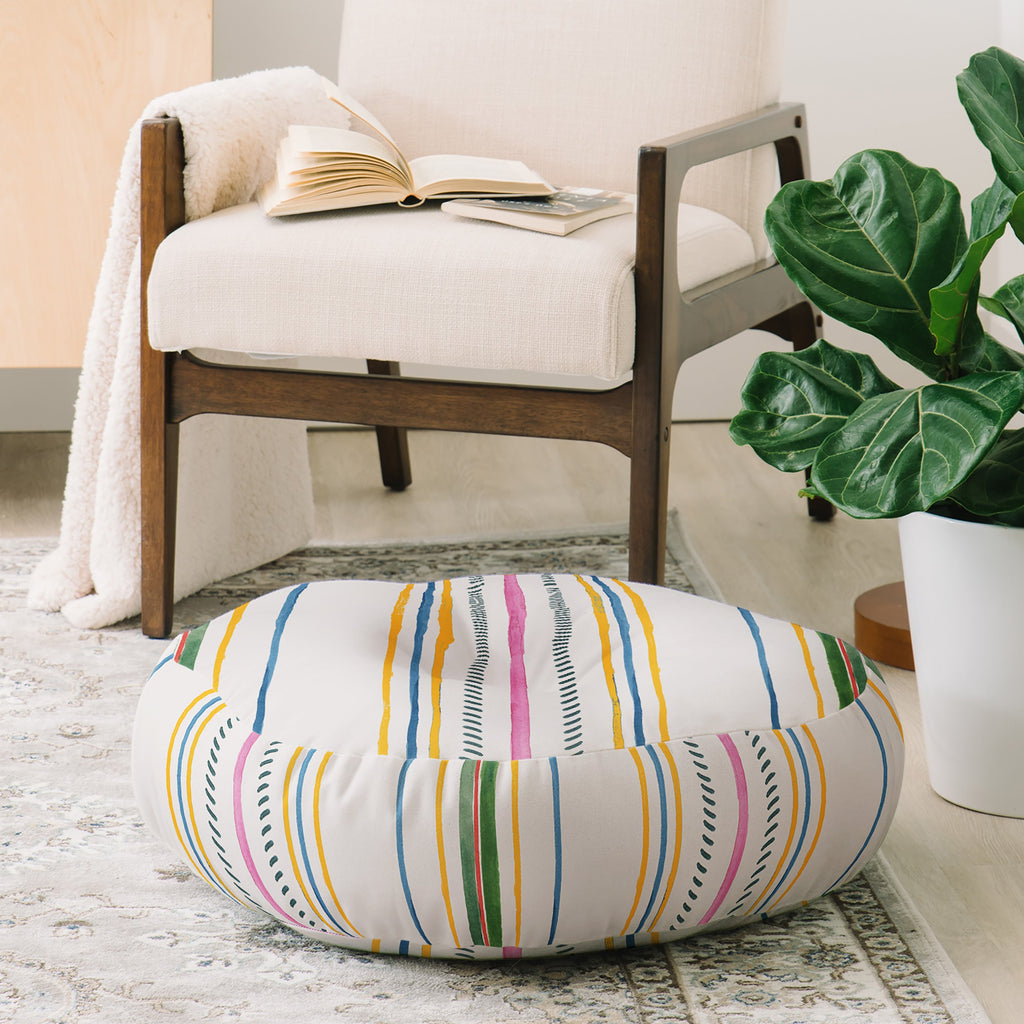 Rachelle Roberts Ticker Stripe Floor Pillow Round