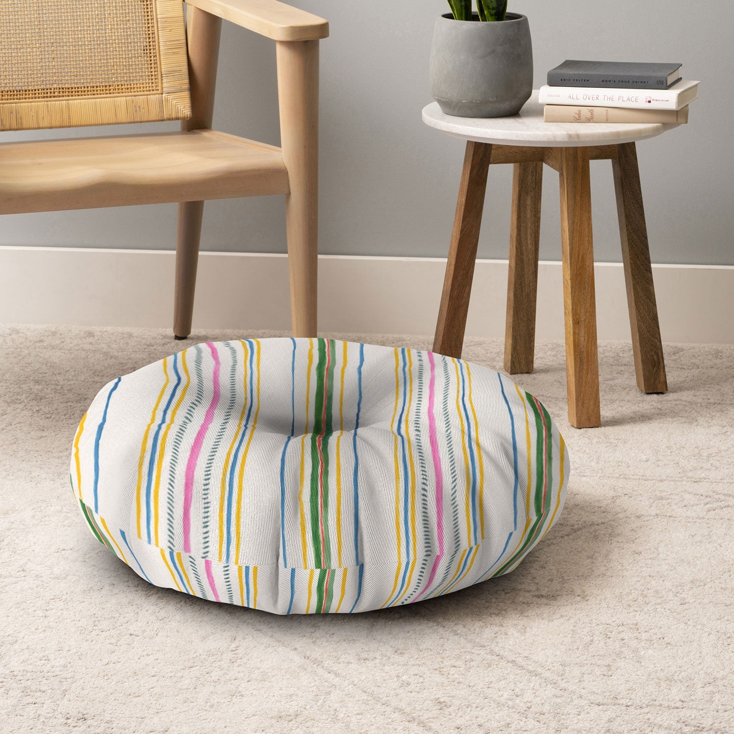 Rachelle Roberts Ticker Stripe Floor Pillow Round