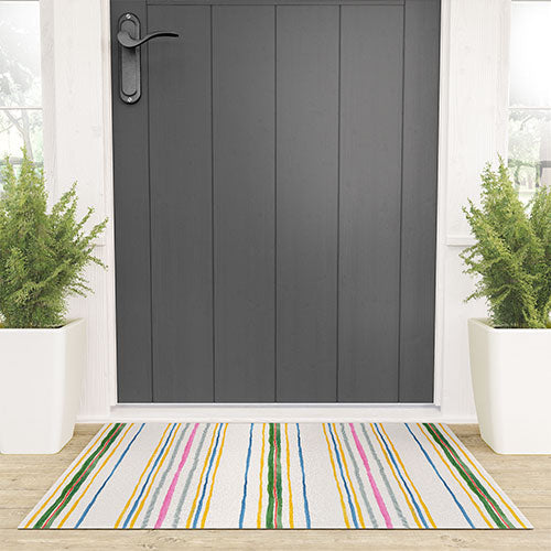 Rachelle Roberts Ticker Stripe Welcome Mat
