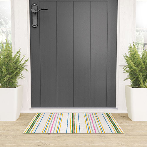 Rachelle Roberts Ticker Stripe Welcome Mat