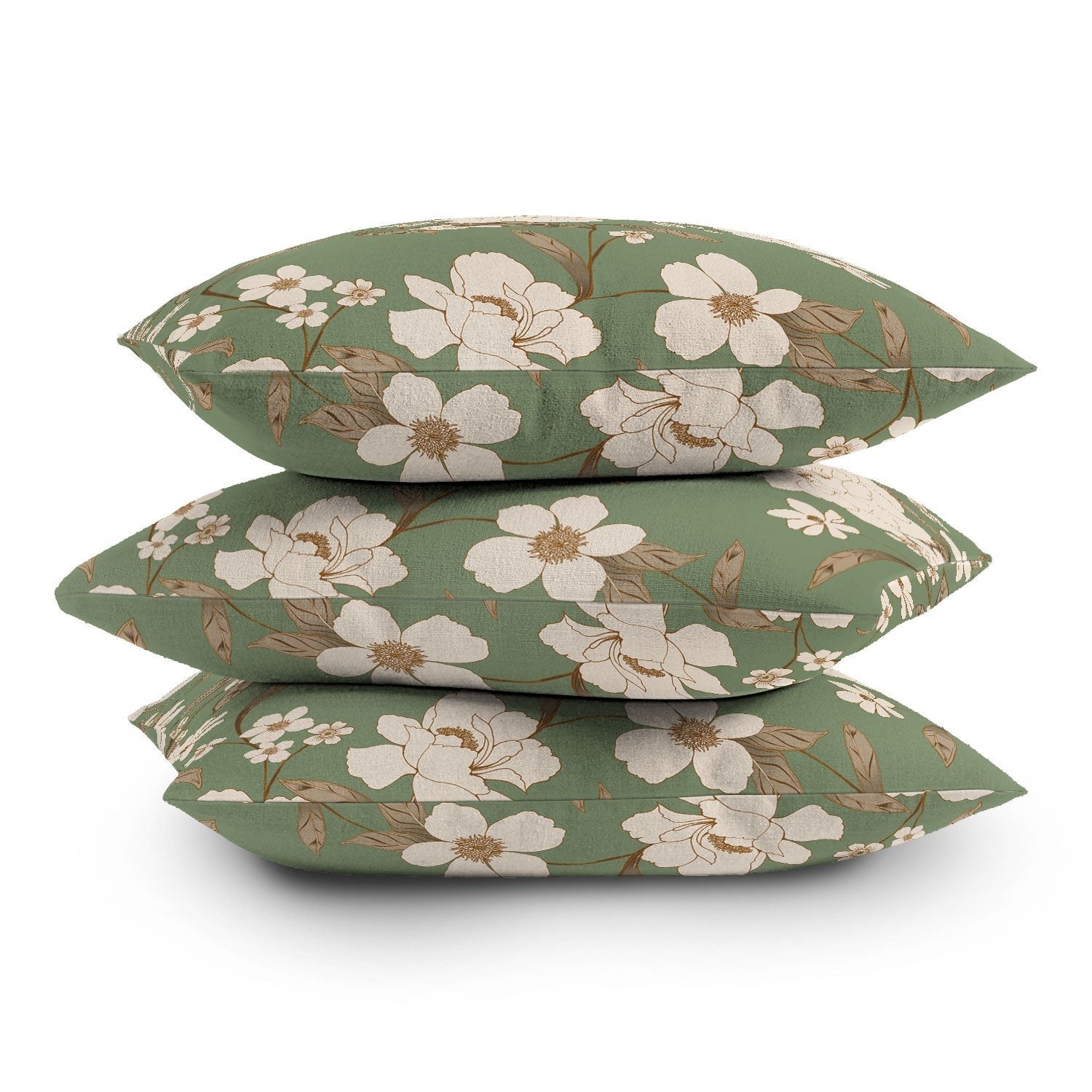 Gabriela Fuente Olive Floral Roberta Outdoor Throw Pillow