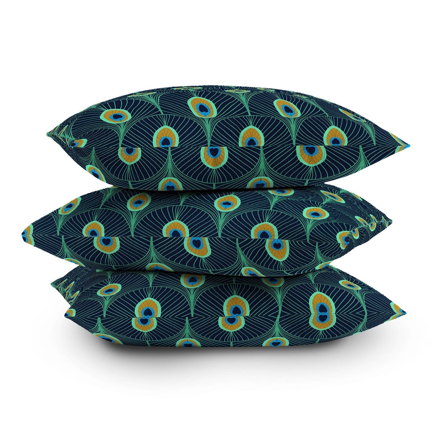 Design by Spark Peacock Deco Feathers Throw Pillow