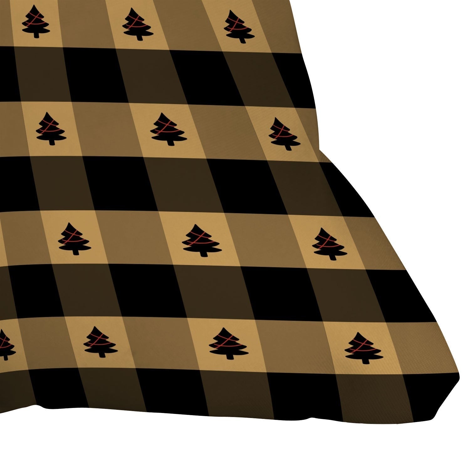 Design by Spark Black Gold Tree Tree Gingham Outdoor Throw Pillow