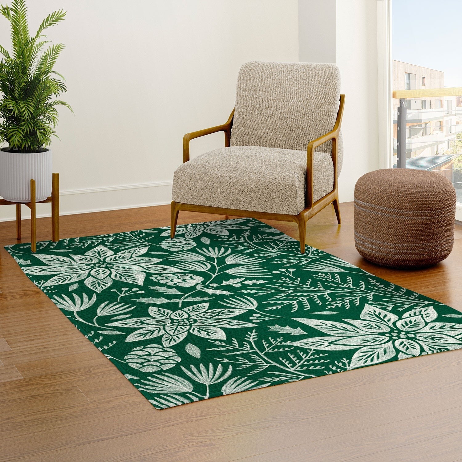 Pimlada Phuapradit Christmas Poinsettia Area Rug