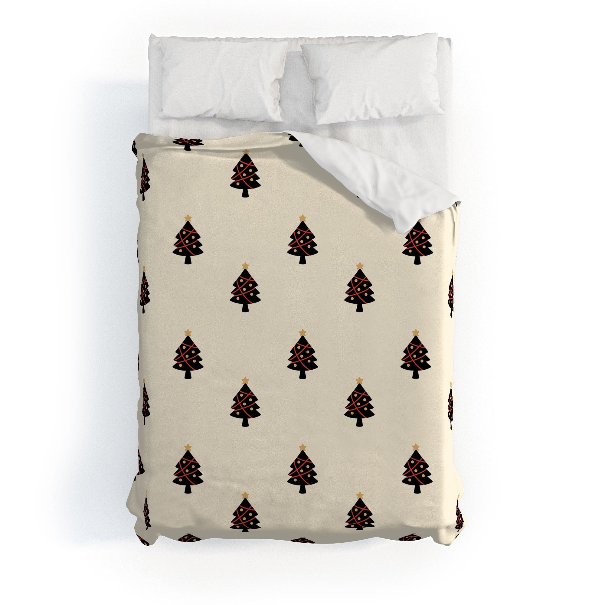 Design by Spark Black And Gold Christmas Tree Duvet Cover