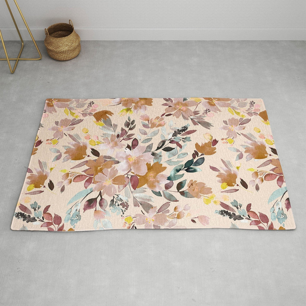 Ninola Design Botanic Retreat Floral Oleander Whimsical Soft Pink Area Rug