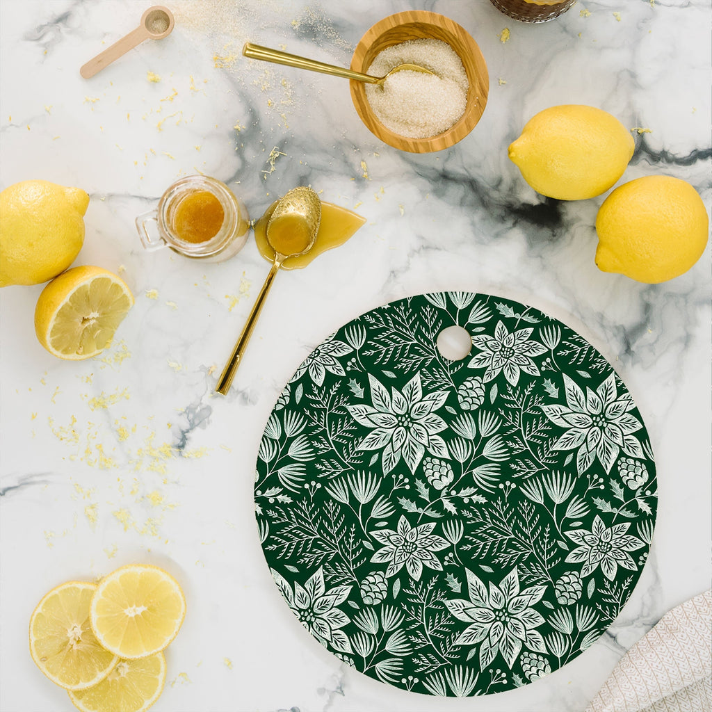 Pimlada Phuapradit Christmas Poinsettia Cutting Board Round