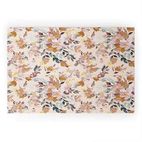 Ninola Design Botanic Retreat Floral Oleander Whimsical Soft Pink Welcome Mat