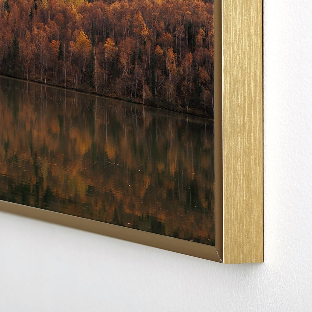 Hannah Kemp Fall Lake Square Metal Framed Art Print