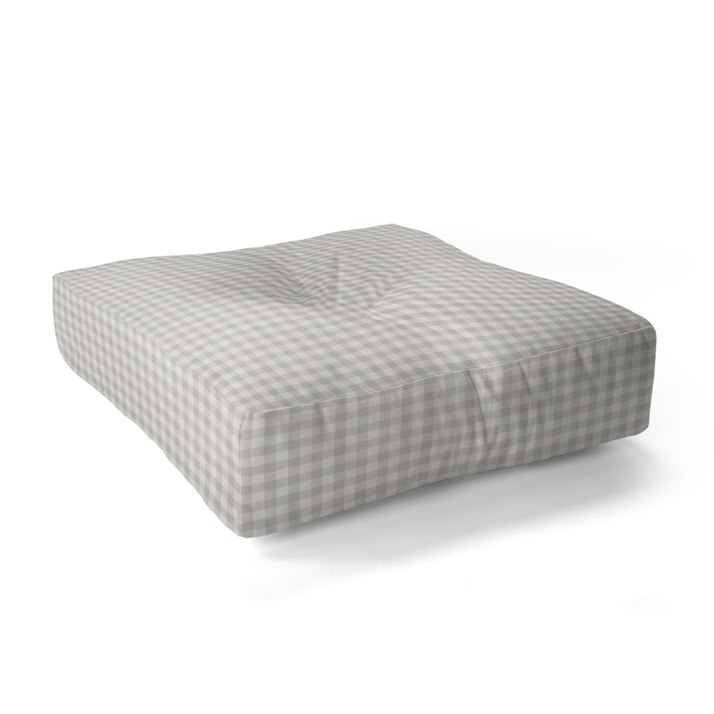 Colour Poems Gingham Plaid Pattern Cloud White Floor Pillow Square