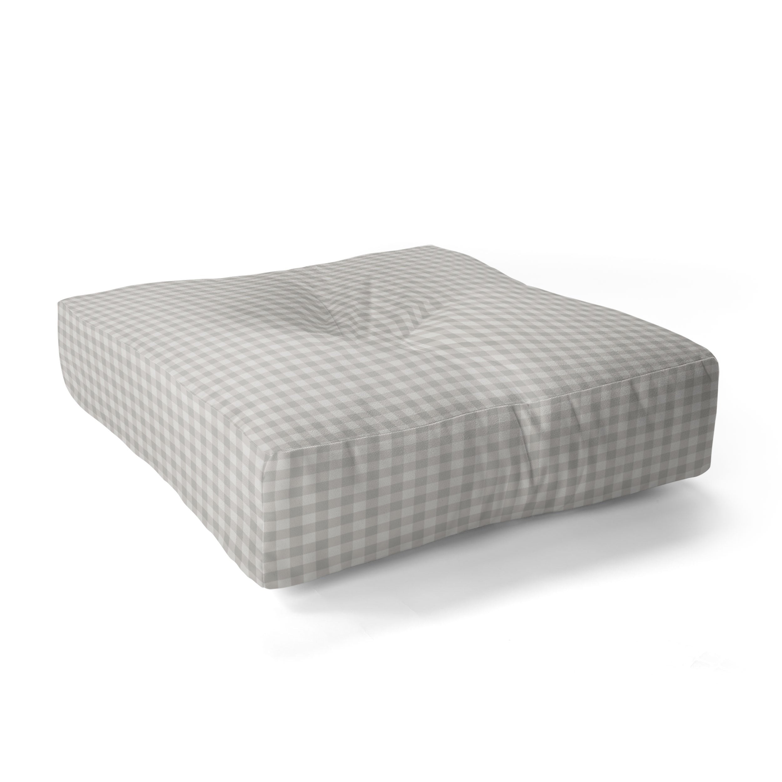 Colour Poems Gingham Plaid Pattern Cloud White Floor Pillow Square