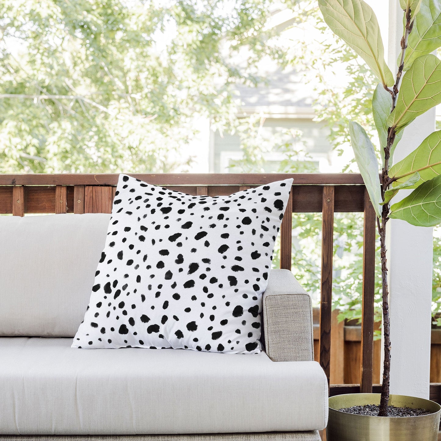 Rebecca Allen Miss Monroes Dalmatian Outdoor Throw Pillow