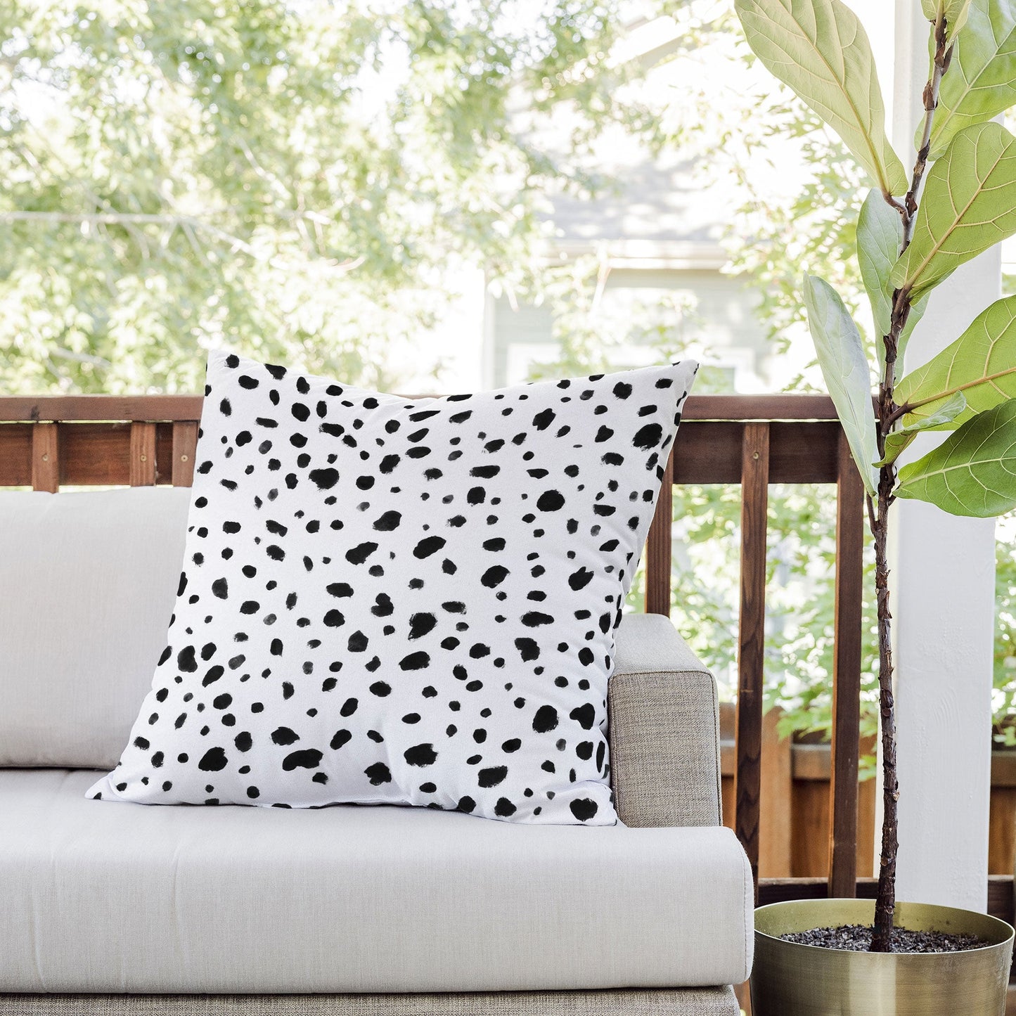 Rebecca Allen Miss Monroes Dalmatian Outdoor Throw Pillow