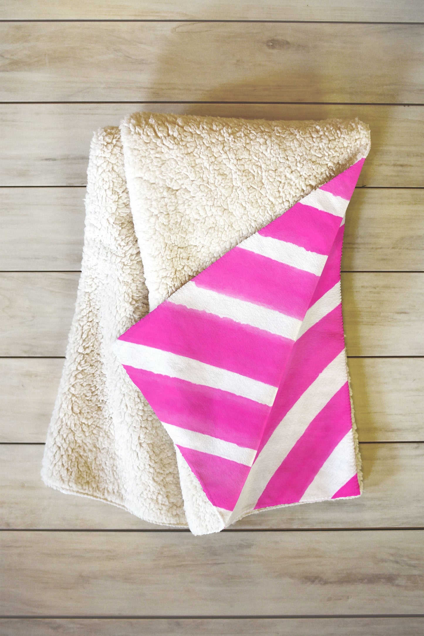Rebecca Allen Pretty In Stripes Pink Fleece Throw Blanket