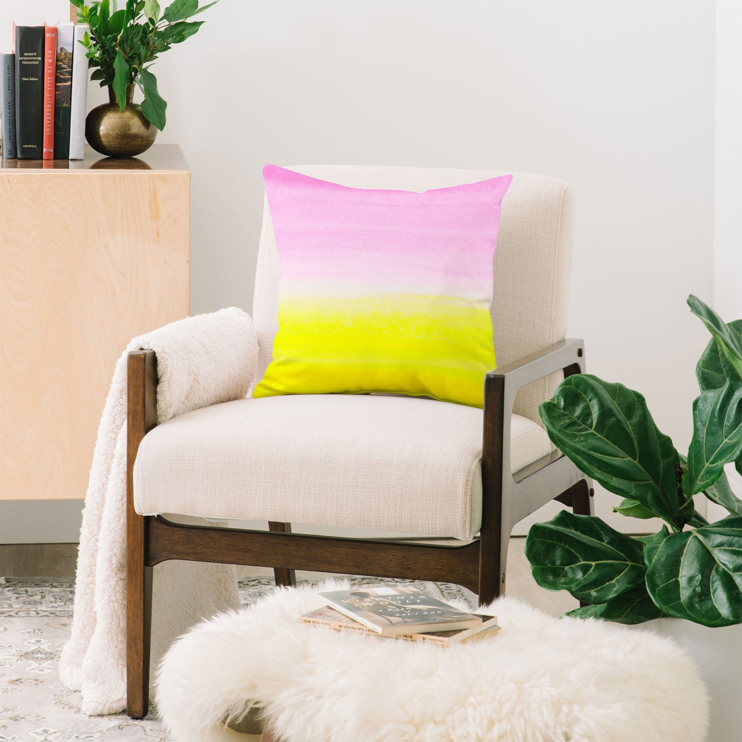 Rebecca Allen When Pink Met Yellow Throw Pillow