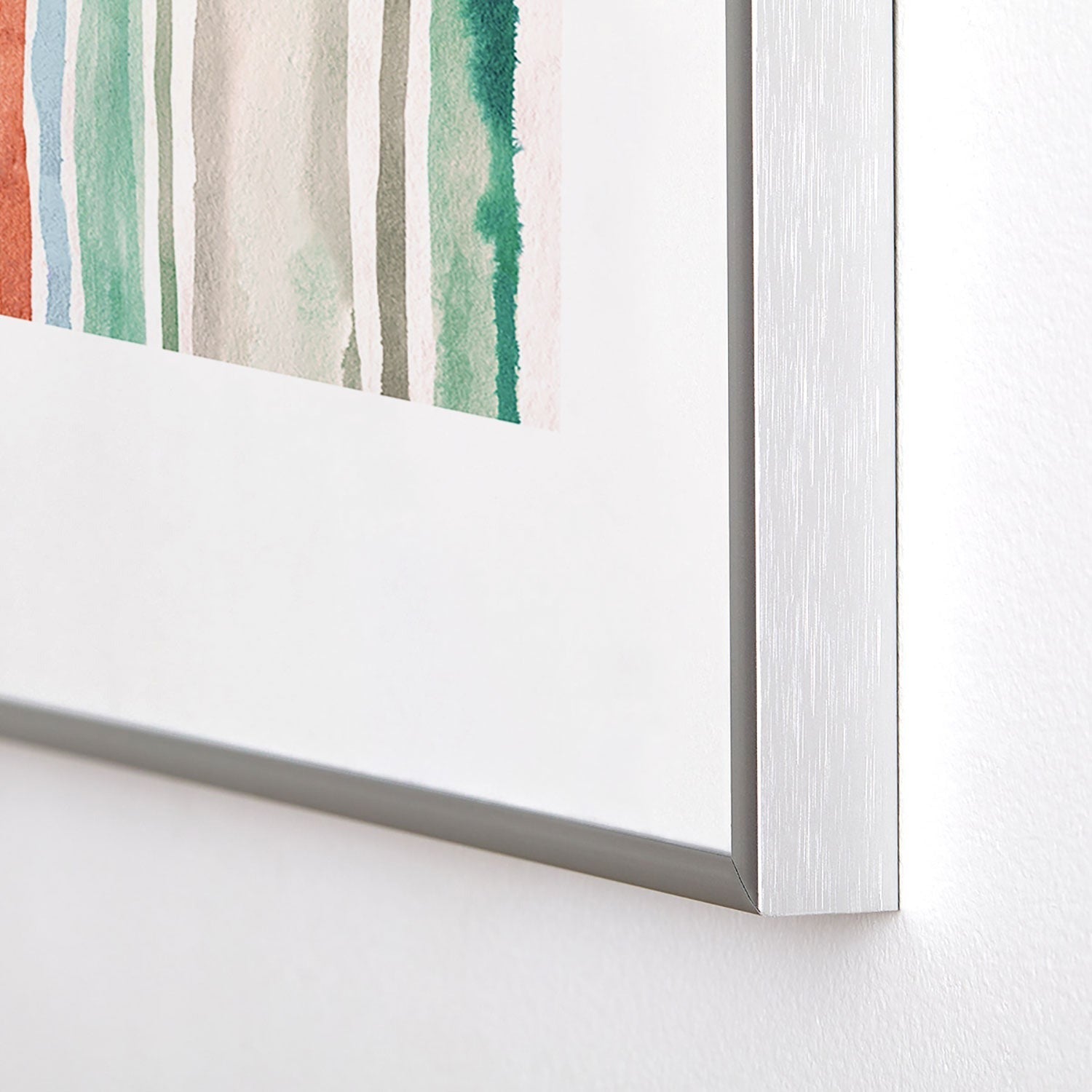 Ninola Design Botanic Retreat Watercolor Stripes Green Orange Red Metal Framed Art Print